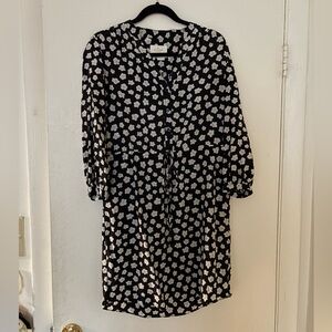 Kate Spade Black and White Patterned Long Sleeve Dress